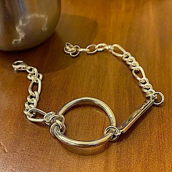 Sterling Silver O Link Chain Kink Minimalist Bracelet - Picture 4 of 8